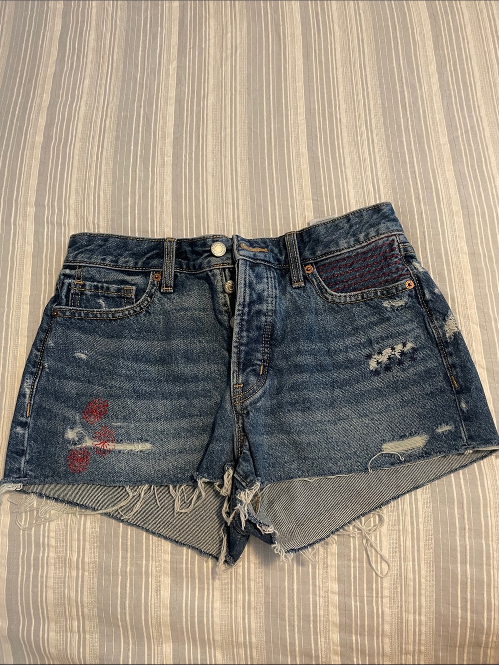 Old Navy Blue Denim Women's Distressed Shorts Set